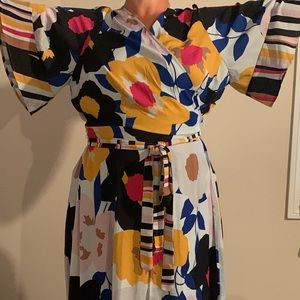 ELOQII mid calf wrap around large floral print